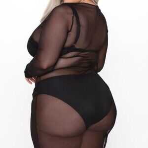 Black mesh cover up dress